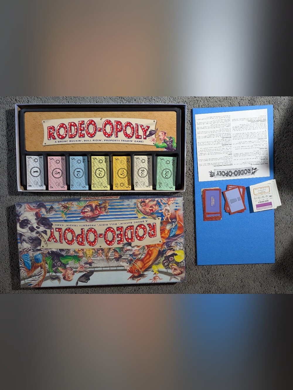 Rodeo-Opoly Board Game Complete Bronc Buckin Bull Ridin Property Tradin Game